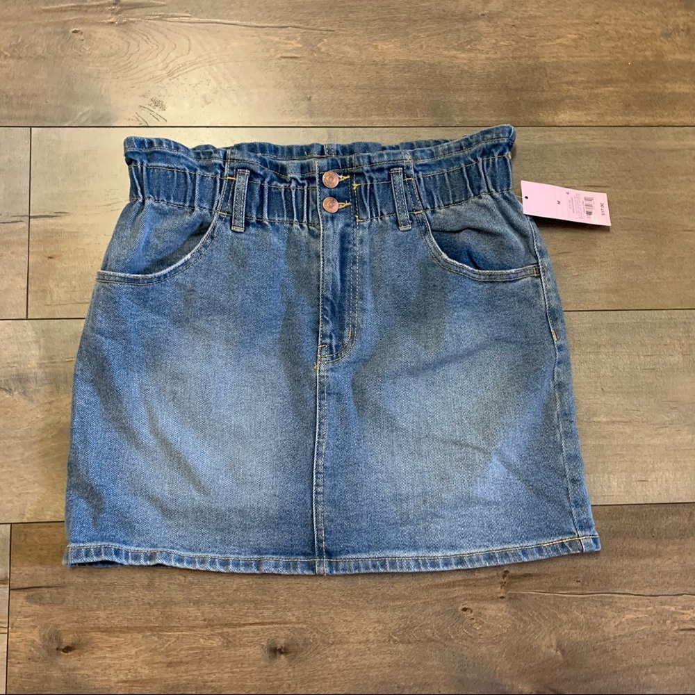 High Rise Paper Bag Waist Jean Skirt -NWT